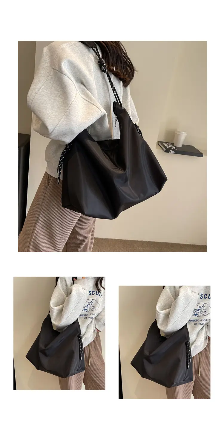 Beige Nylon Shoulder Bag for Students — feature 10