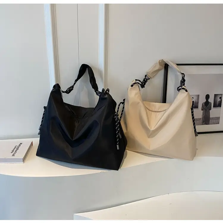 Beige Nylon Shoulder Bag for Students — feature 11