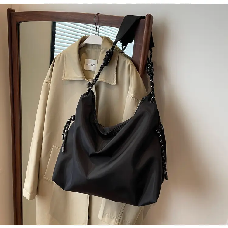 Beige Nylon Shoulder Bag for Students — feature 12