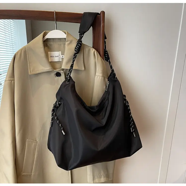 Beige Nylon Shoulder Bag for Students — feature 13
