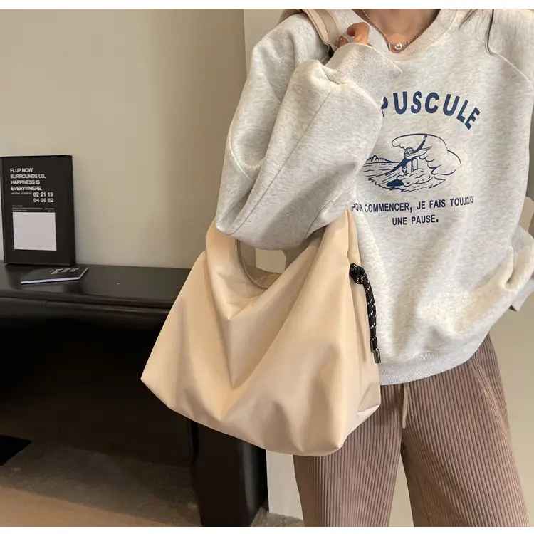 Beige Nylon Shoulder Bag for Students — feature 16