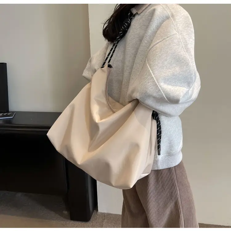 Beige Nylon Shoulder Bag for Students — feature 17