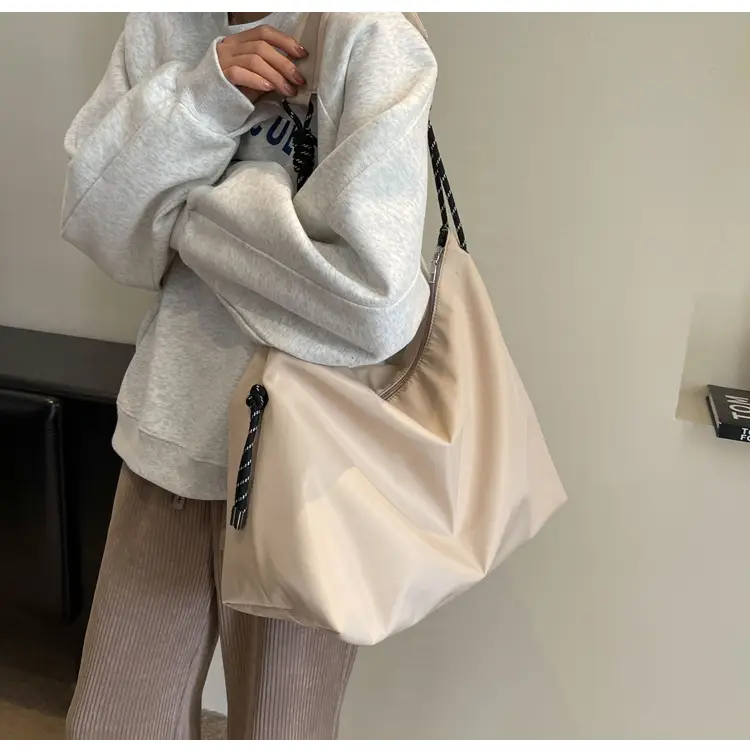 Beige Nylon Shoulder Bag for Students — feature 19