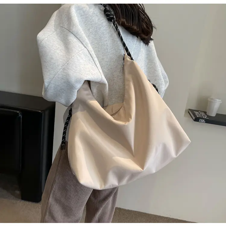 Beige Nylon Shoulder Bag for Students — feature 20