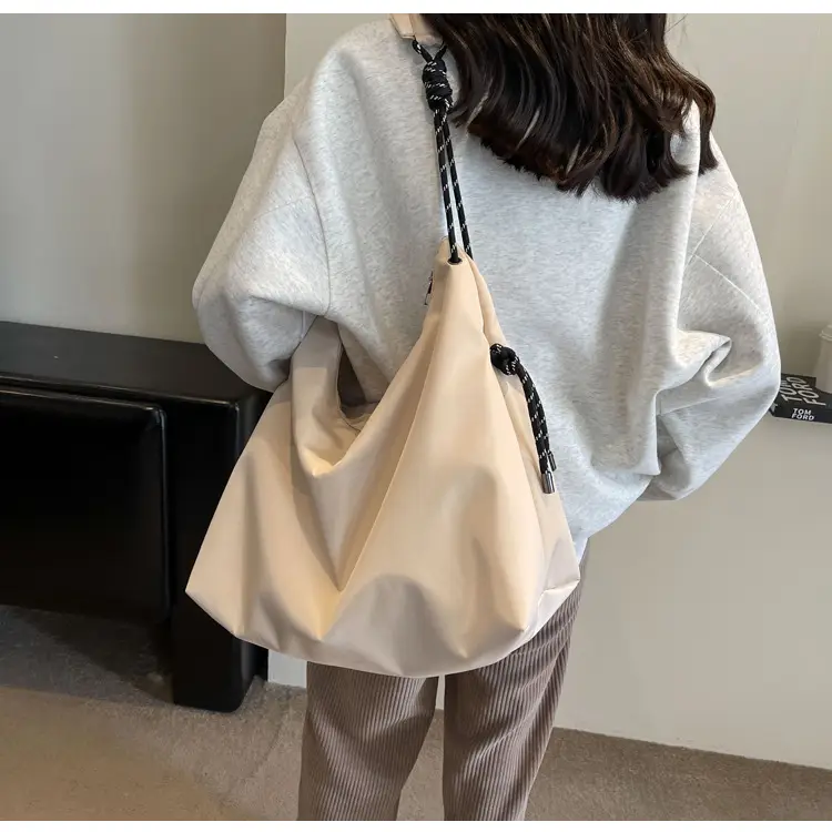 Beige Nylon Shoulder Bag for Students — feature 21