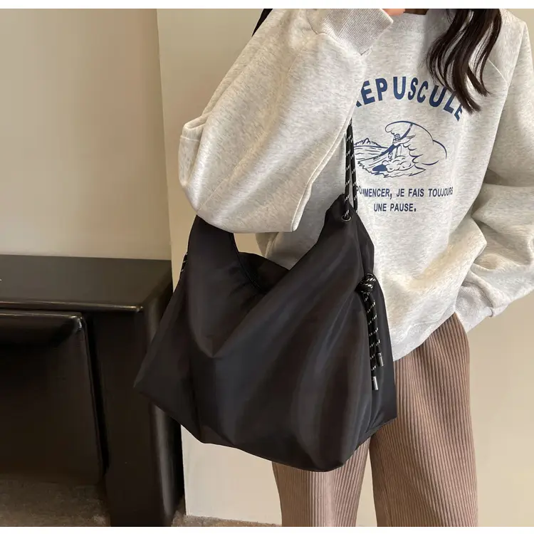 Beige Nylon Shoulder Bag for Students — feature 24