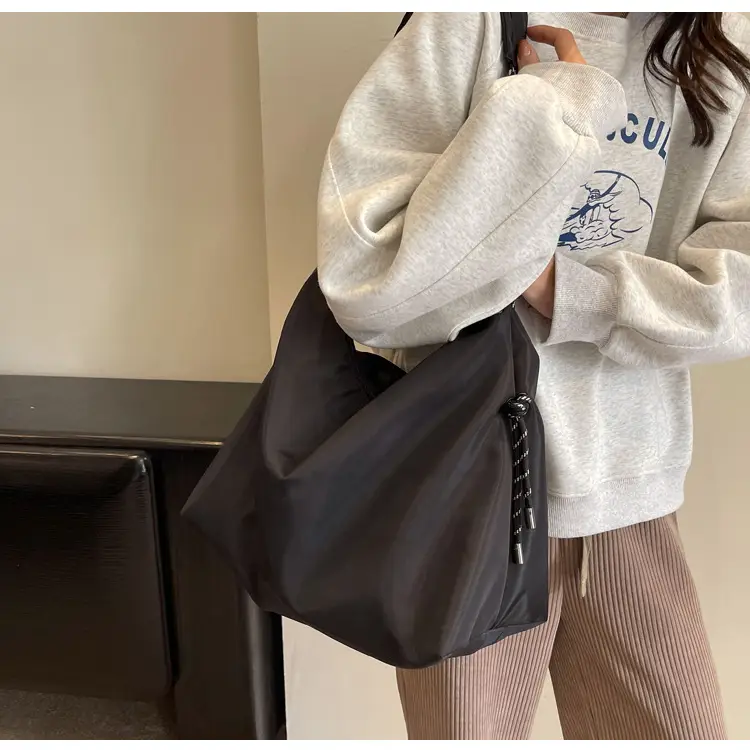 Beige Nylon Shoulder Bag for Students — feature 25