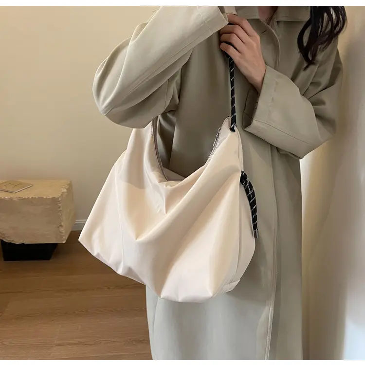 Beige Nylon Shoulder Bag for Students — feature 37