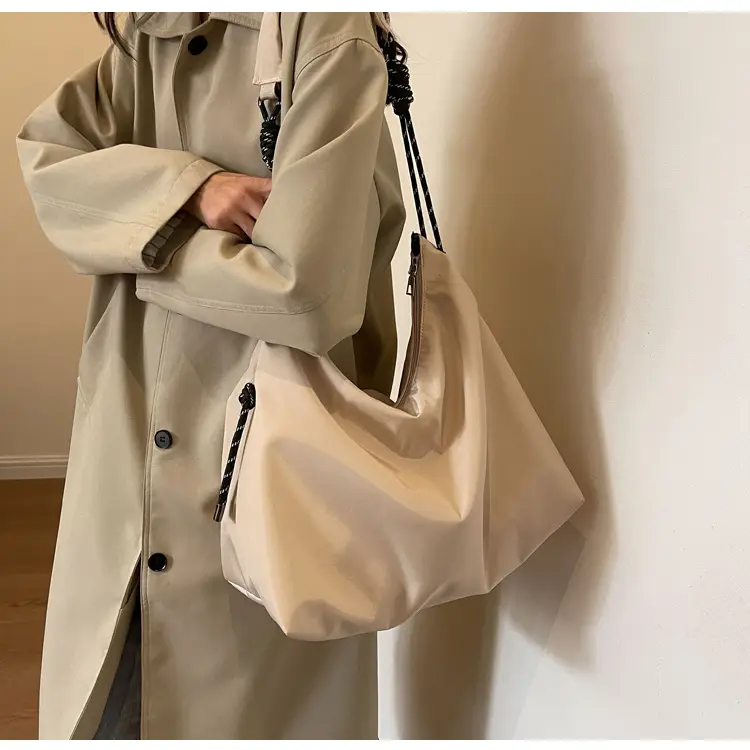 Beige Nylon Shoulder Bag for Students — feature 38