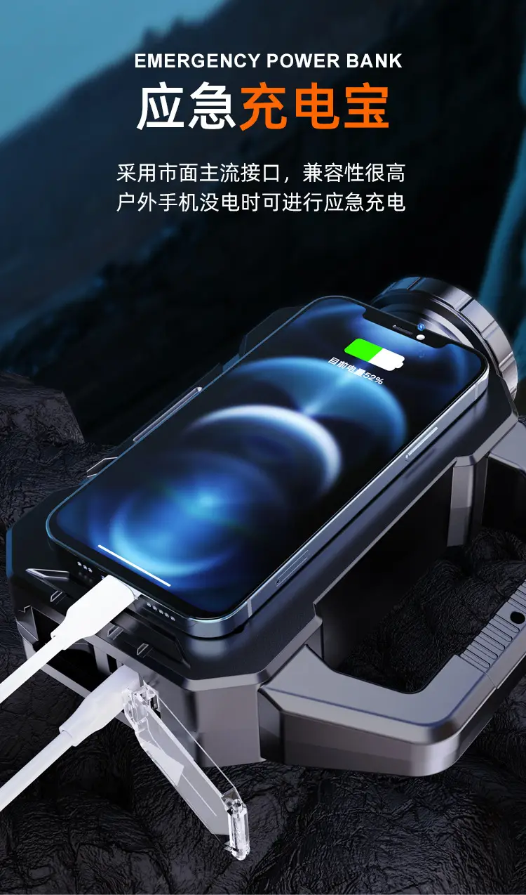 USB Rechargeable Cross-border Solar Flashlight with Side Beam β feature 14