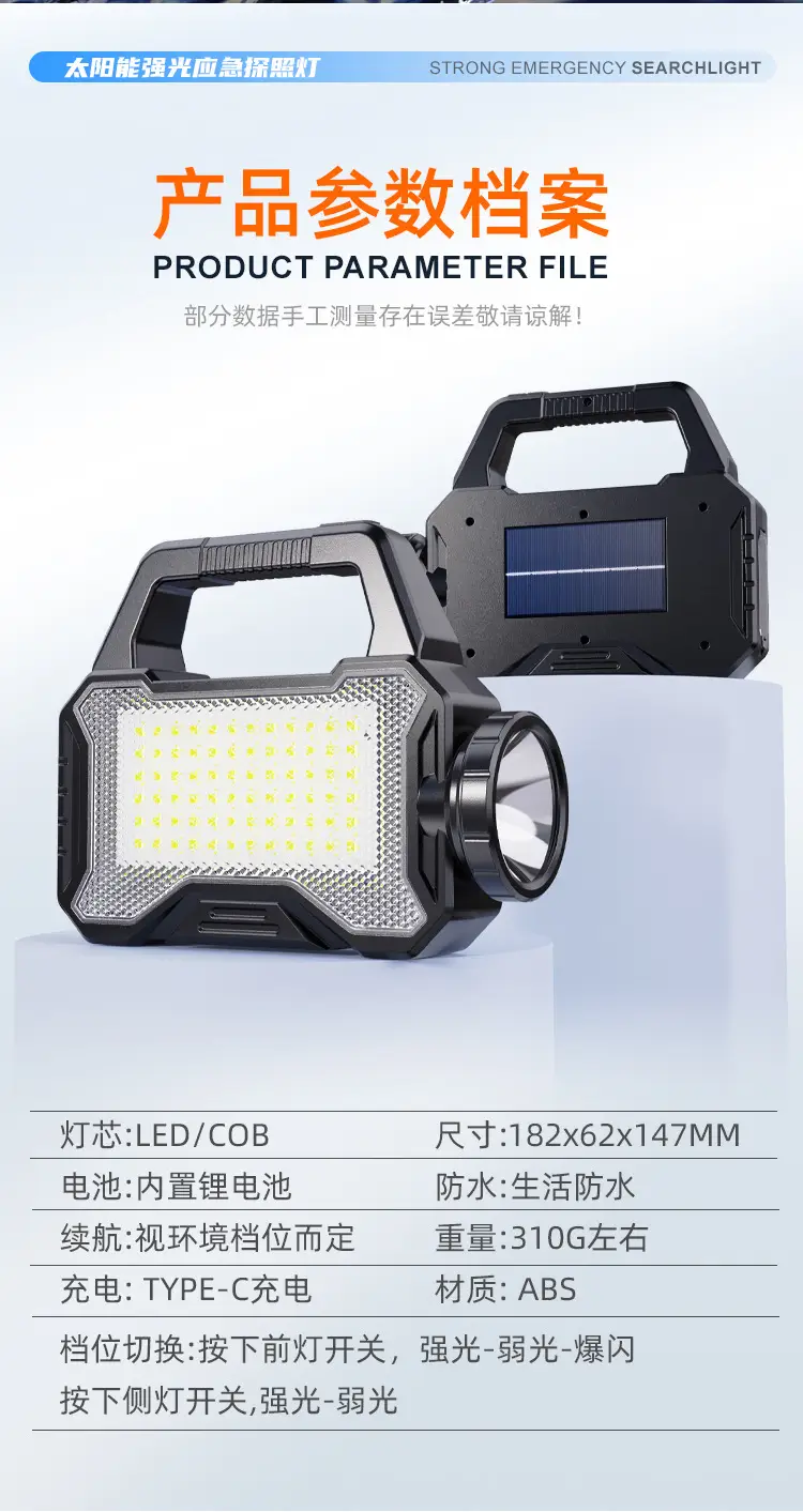USB Rechargeable Cross-border Solar Flashlight with Side Beam β feature 17