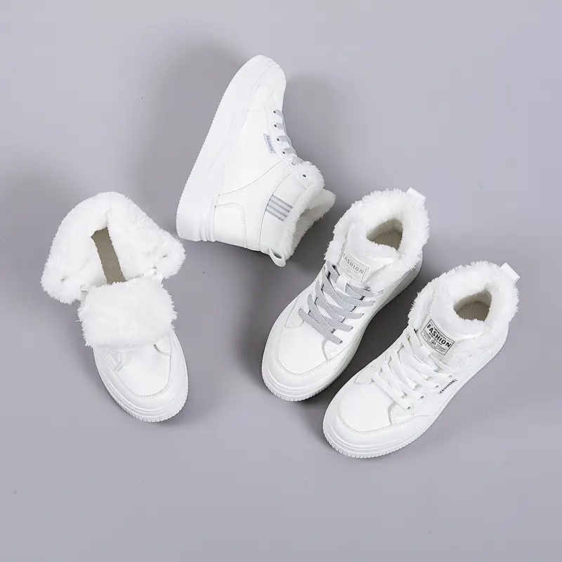 White Velvet Thick Winter Sneakers for Women 2025 - Image 5