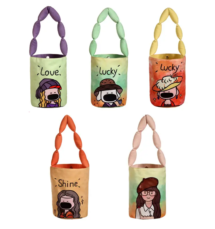 Lucky Cartoon Dog Canvas Handbag Large Capacity