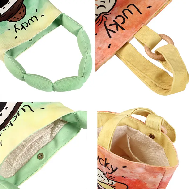 Lucky Cartoon Dog Canvas Handbag Large Capacity