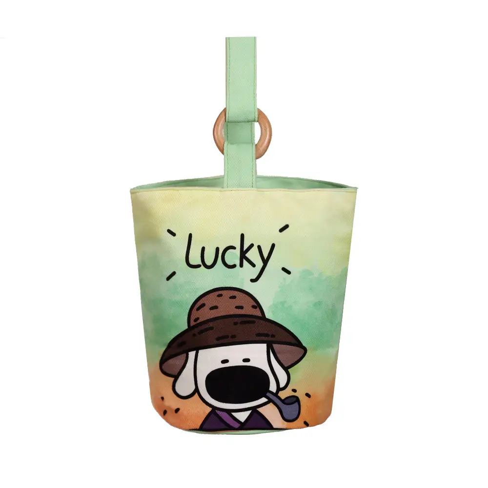 Lucky Cartoon Dog Canvas Handbag Large Capacity