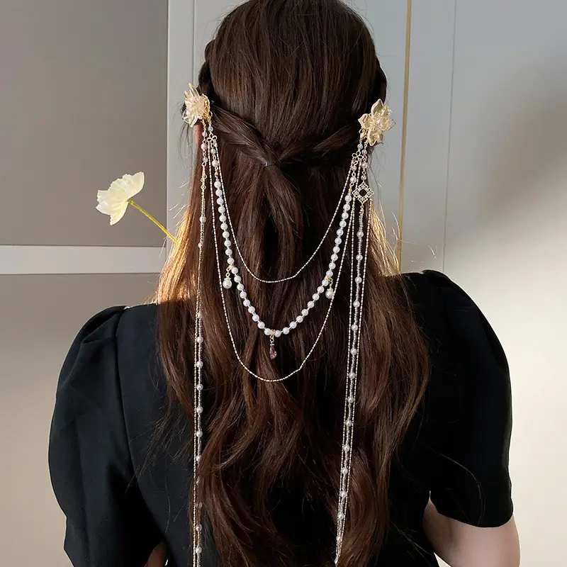 Red Flocking Tassel Hair Clip for Women 2023 - Image 10