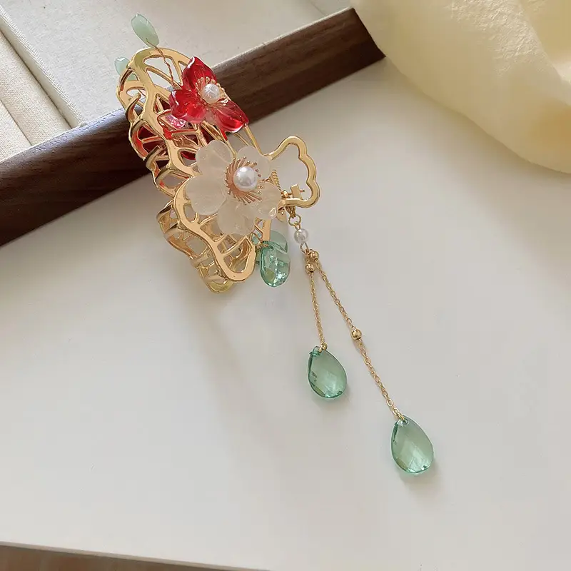 Red Flocking Tassel Hair Clip for Women 2023 - Image 4