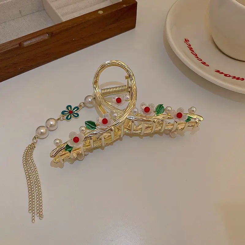 Red Flocking Tassel Hair Clip for Women 2023 - Image 5