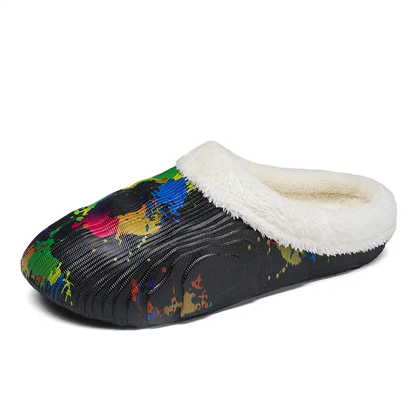 Cotton Slippers Men's Winter Indoor Thick-soled Warm Men's Camouflage Waterproof Couples Baotou Cotton Shoes Parent-child Mao Mao Slippers - Image 5
