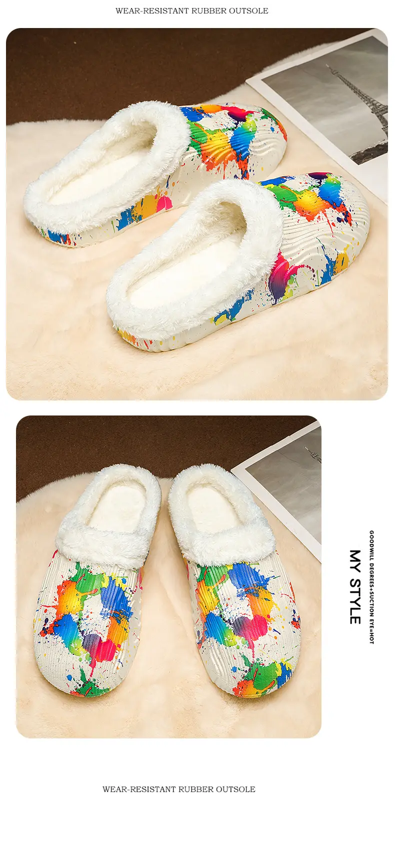 Cotton Slippers Men's Winter Indoor Thick-soled Warm Men's Camouflage Waterproof Couples Baotou Cotton Shoes Parent-child Mao Mao Slippers — feature 16