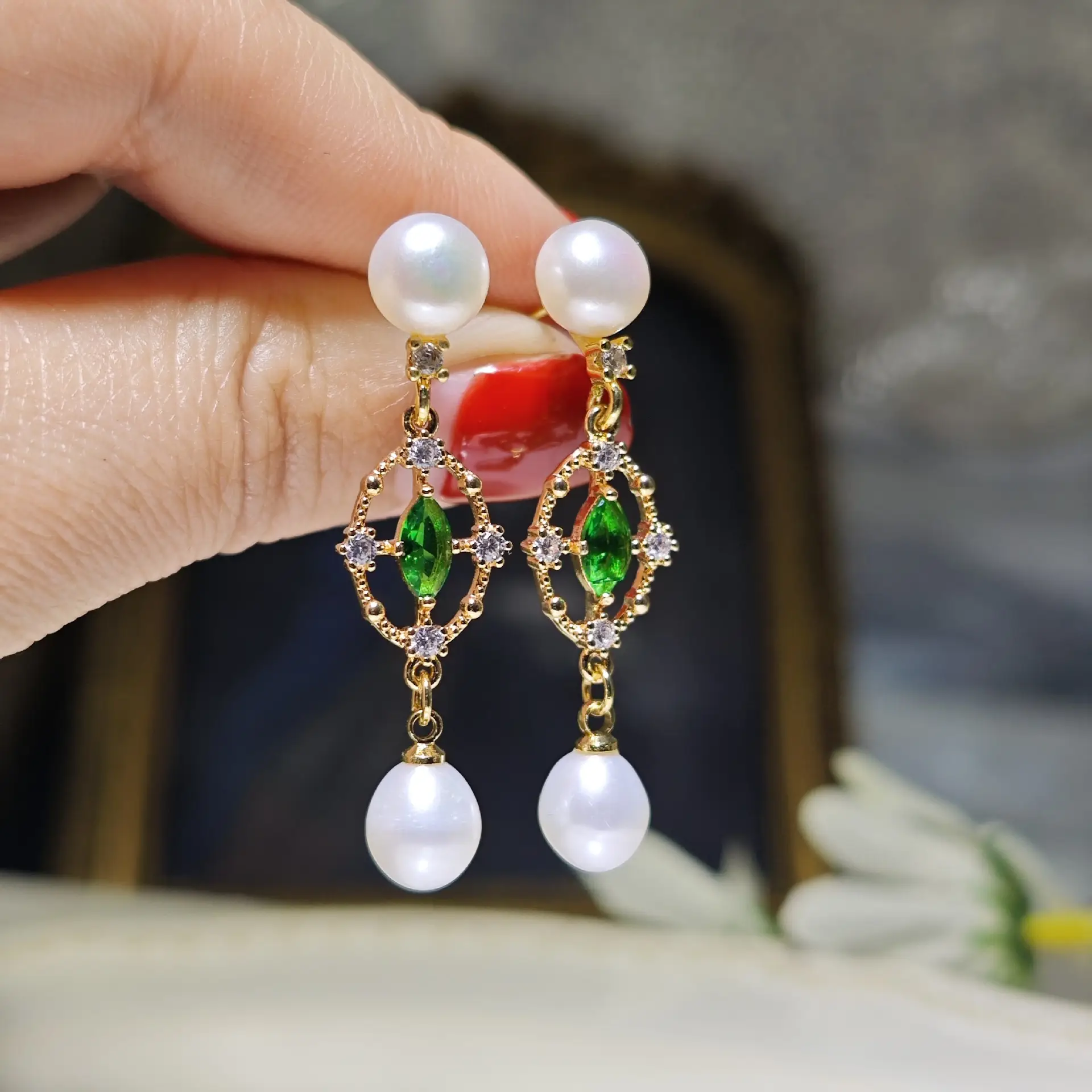 Cross-Country Freshwater Pearl Earrings S925 Silver