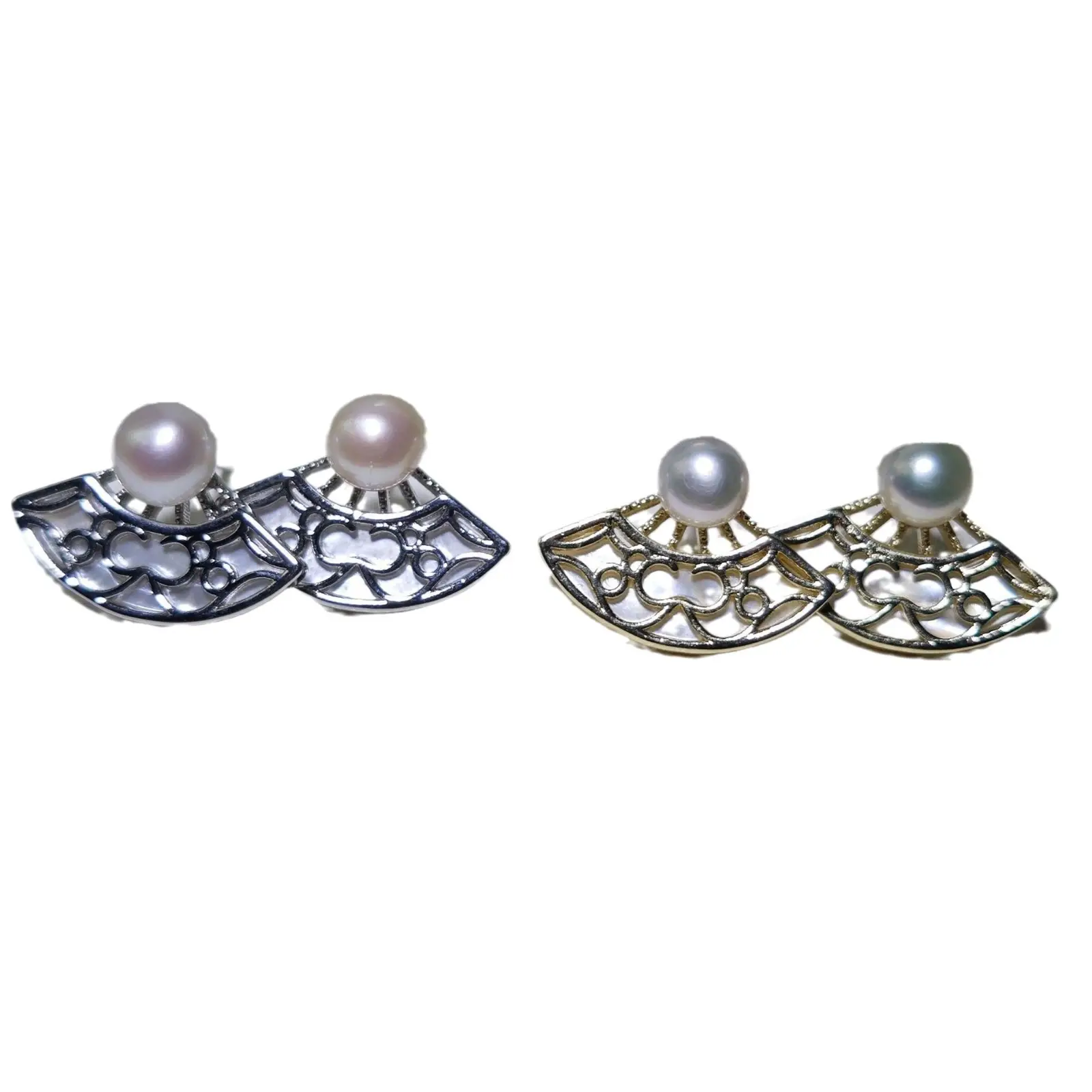 S925 Sterling Silver Plum Blossom Tulip Pearl Earrings - Image 14