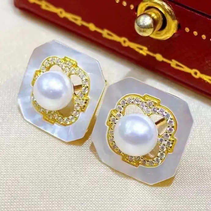 S925 Sterling Silver Plum Blossom Tulip Pearl Earrings — feature 12