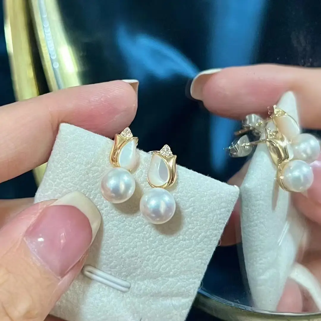 S925 Sterling Silver Plum Blossom Tulip Pearl Earrings — feature 27