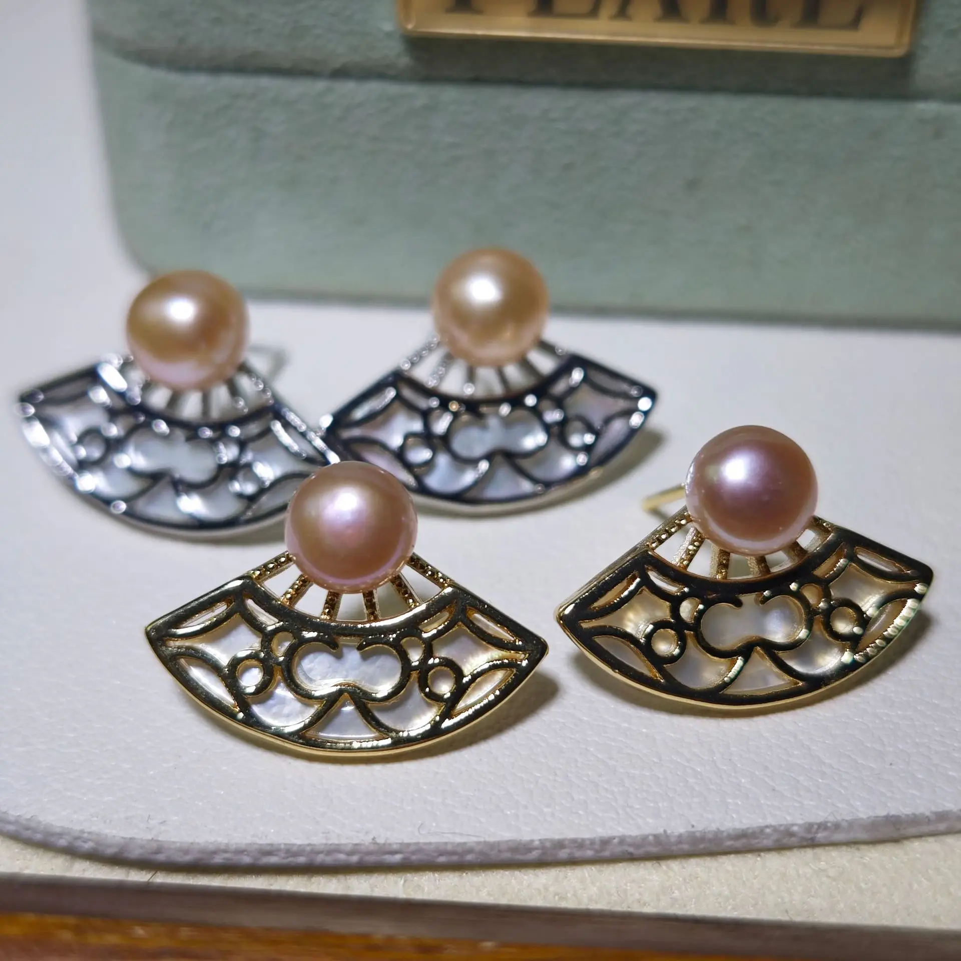 S925 Sterling Silver Plum Blossom Tulip Pearl Earrings - Image 7