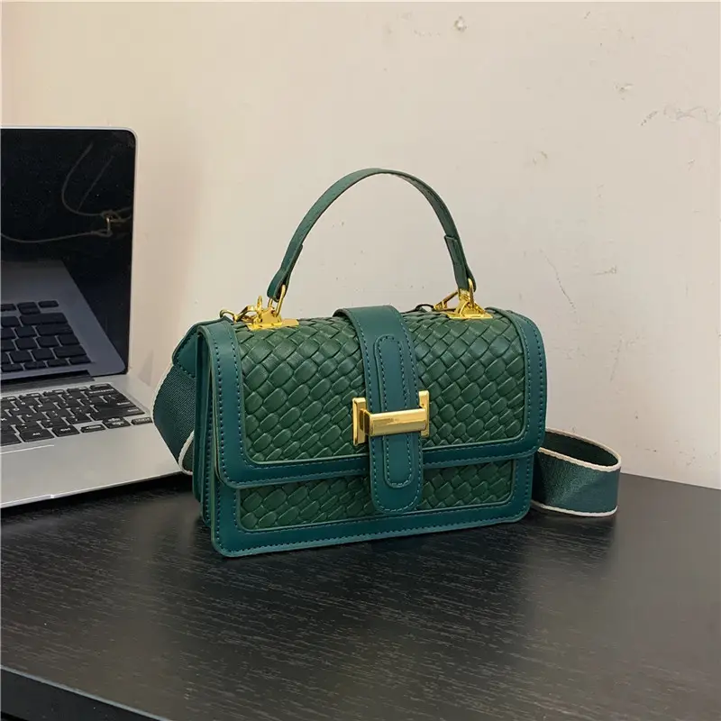 Women Textured Woven Shoulder Bags 2023 Autumn Winter - Image 6