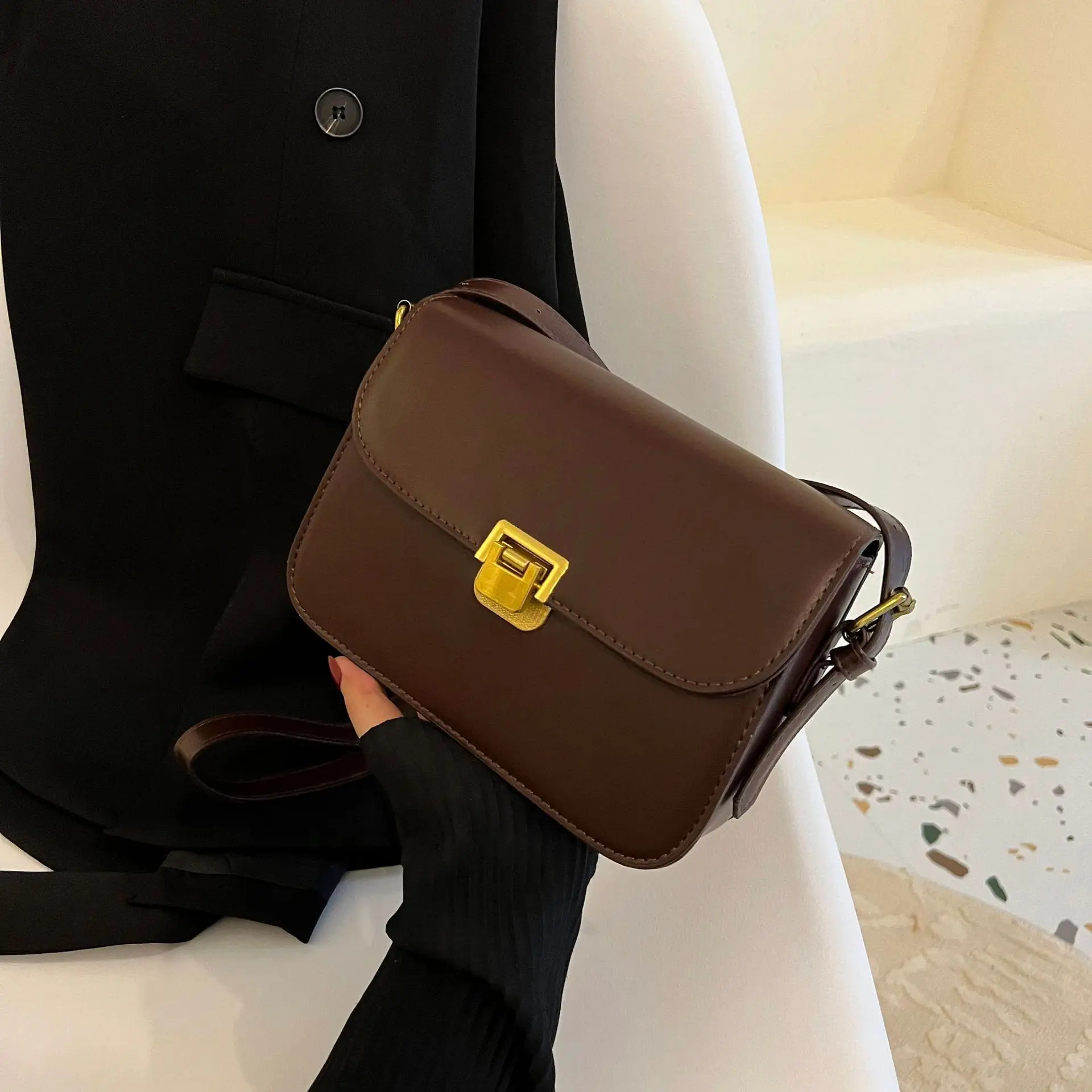 Women's Tan Leather Crossbody Bag 2025 New - Image 3
