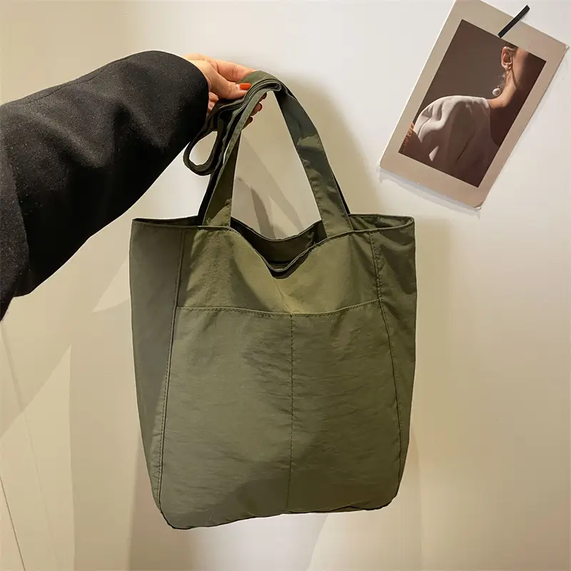 Women's Green Waterproof Nylon Tote Bag - Image 7