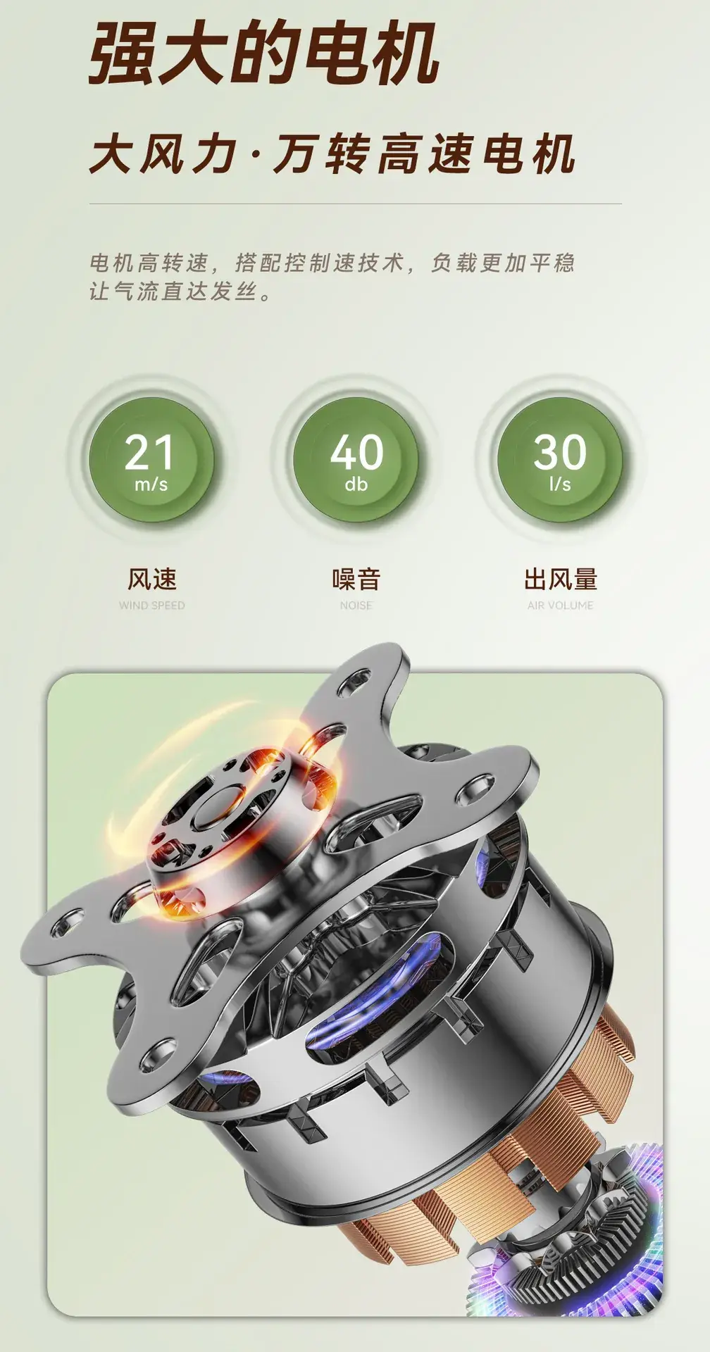 Green Hair Dryer 21mS Cold Hot Blue Light — feature 10