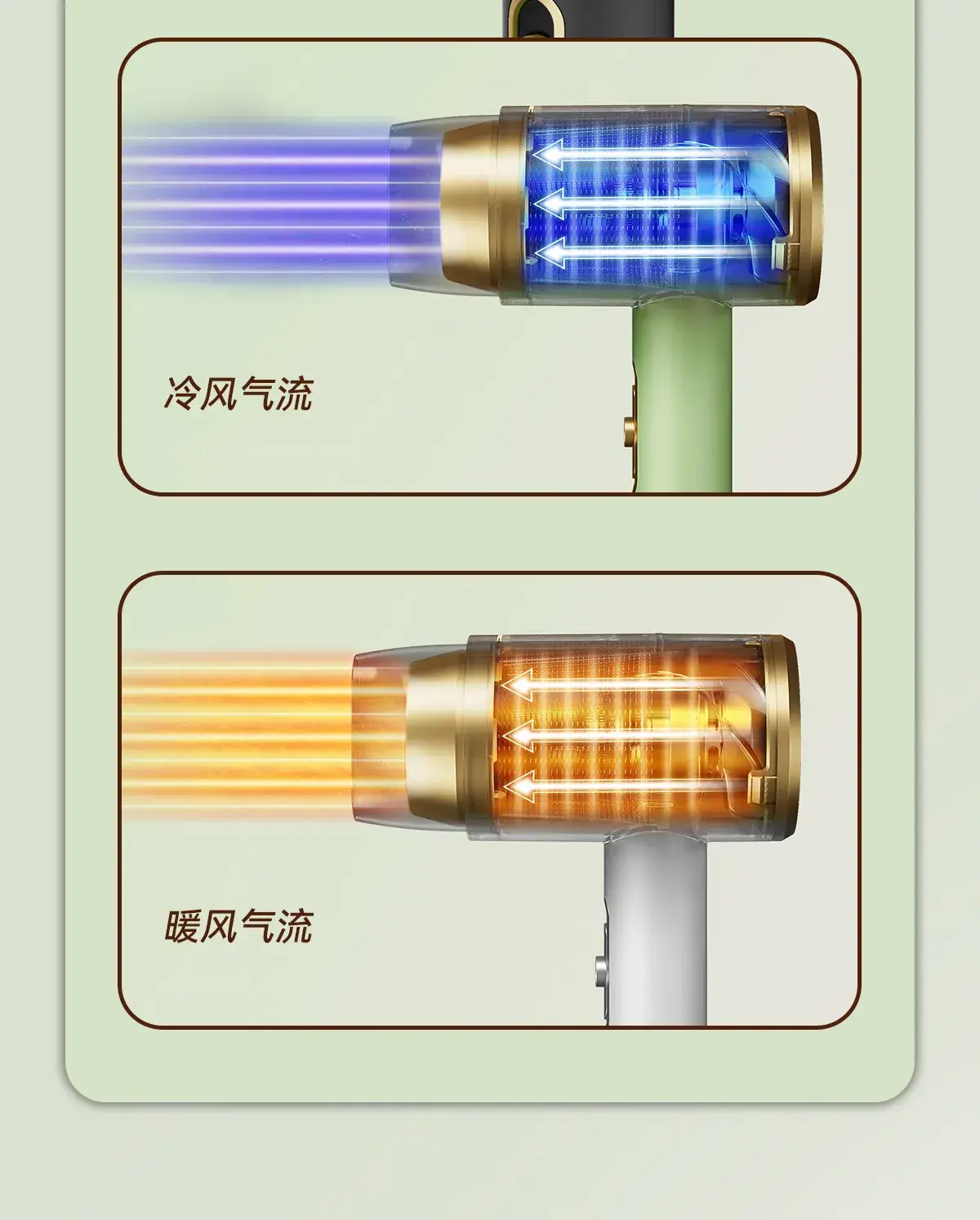Green Hair Dryer 21mS Cold Hot Blue Light — feature 9