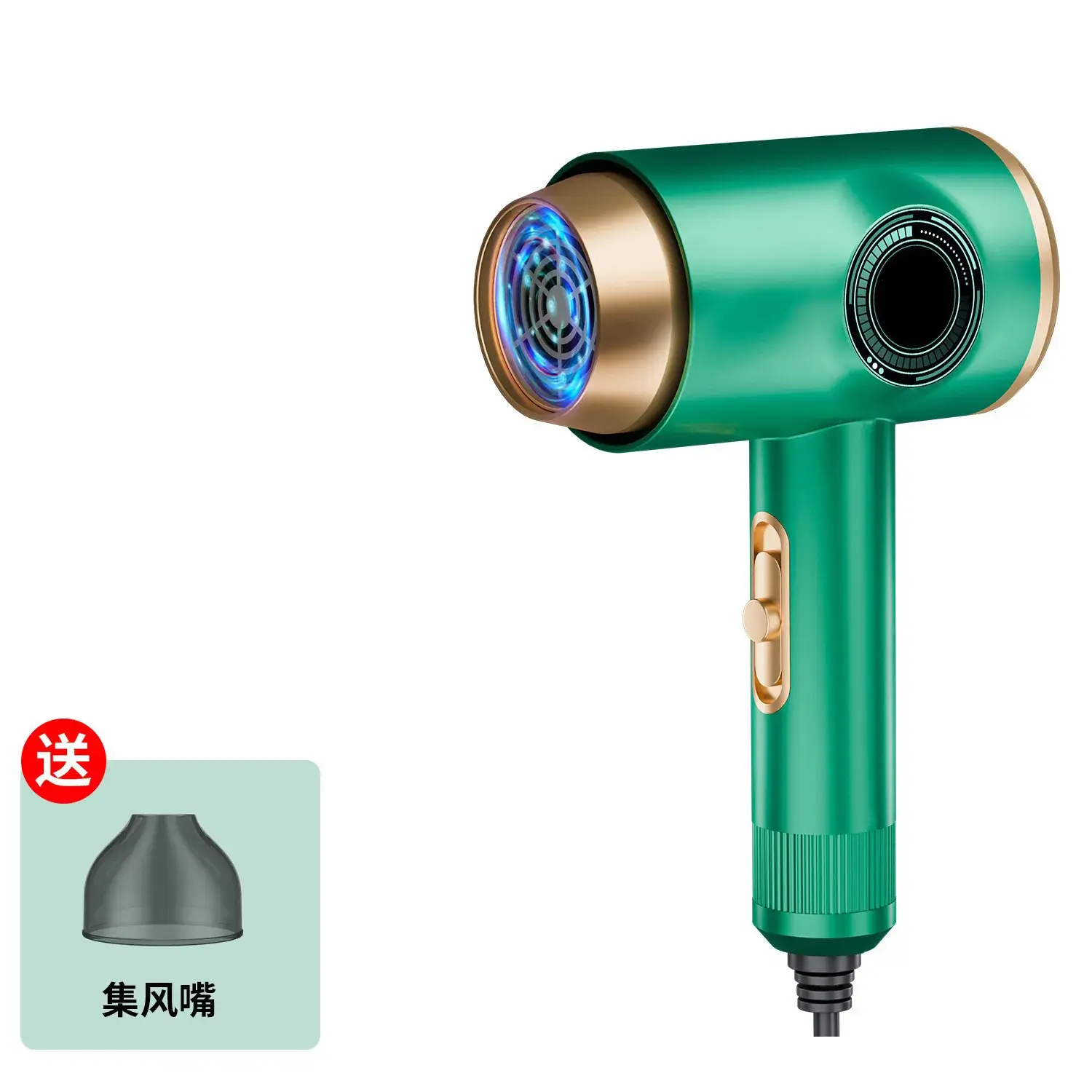 Green Hair Dryer 21mS Cold Hot Blue Light