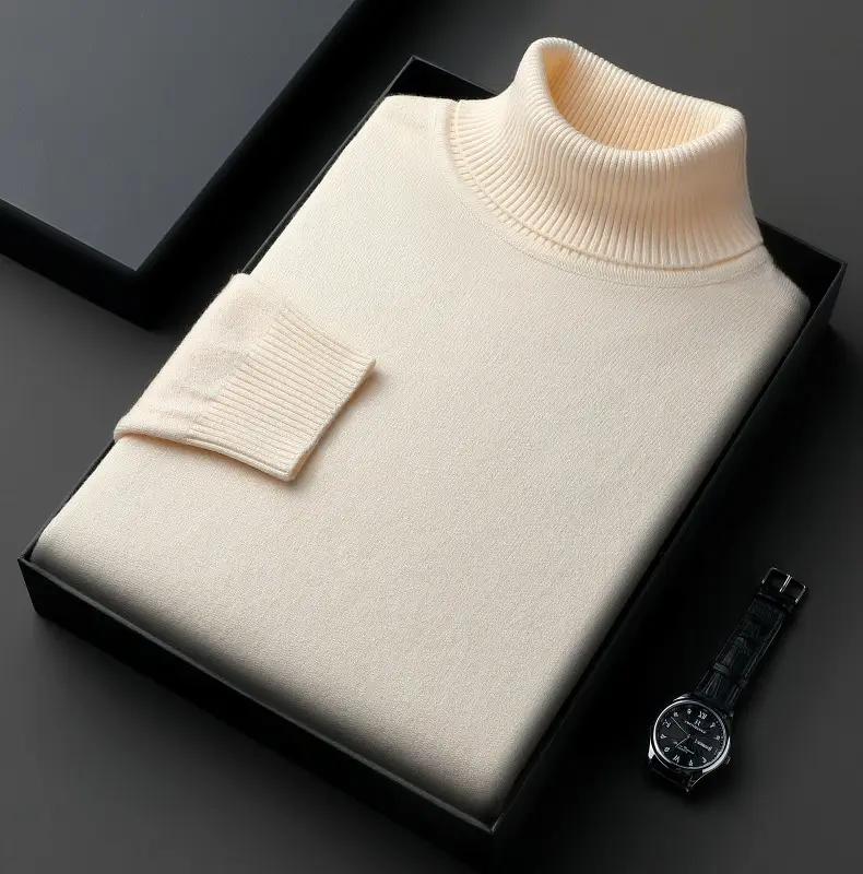 Winter Men's Grey Turtleneck Sweater Solid Color — feature 5