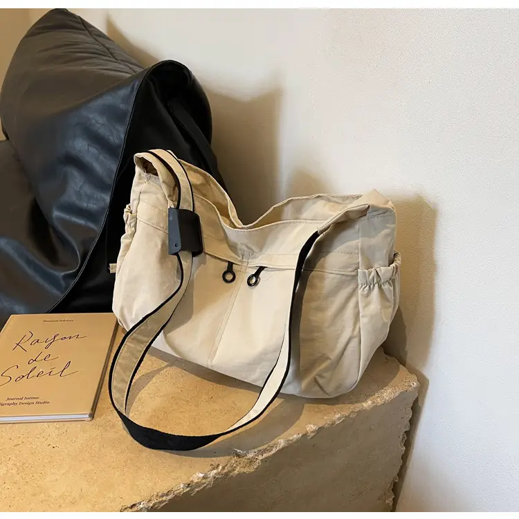 Waterproof Nylon Messenger Bag Olive Green Large Capacity — feature 14