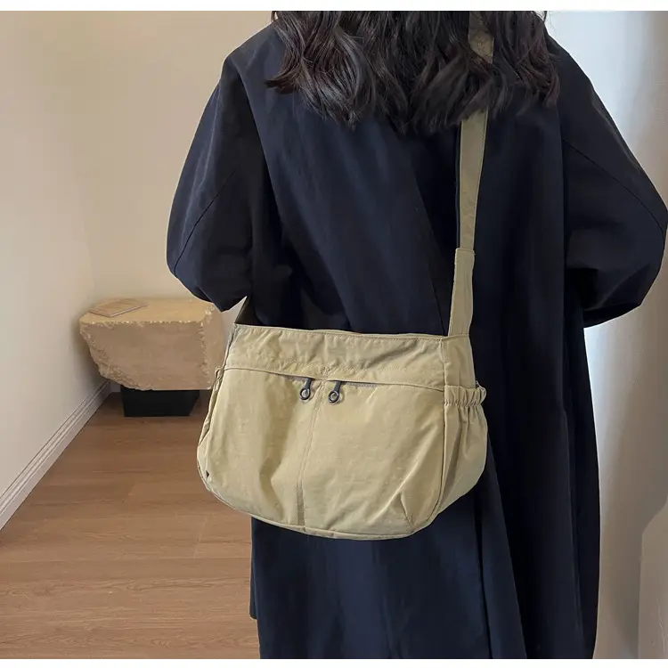Waterproof Nylon Messenger Bag Olive Green Large Capacity — feature 26