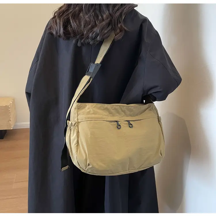 Waterproof Nylon Messenger Bag Olive Green Large Capacity — feature 28