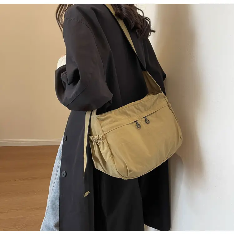 Waterproof Nylon Messenger Bag Olive Green Large Capacity — feature 29