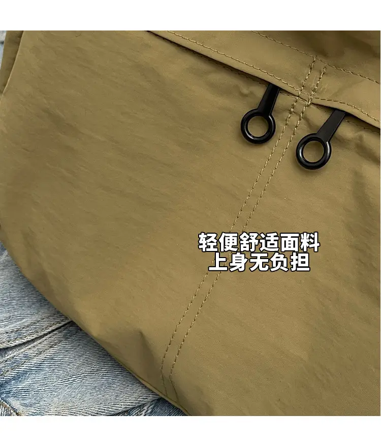 Waterproof Nylon Messenger Bag Olive Green Large Capacity — feature 5