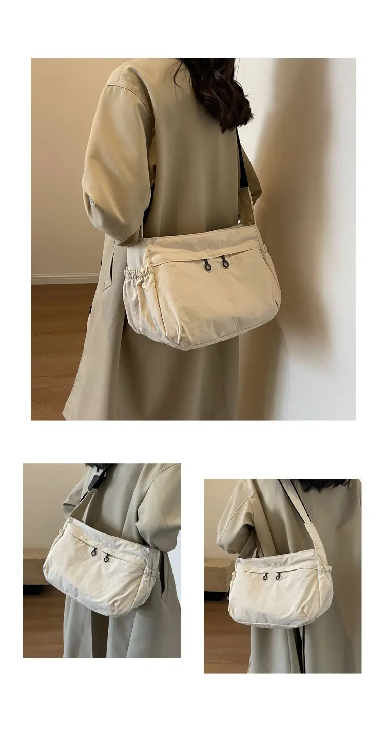 Waterproof Nylon Messenger Bag Olive Green Large Capacity — feature 9