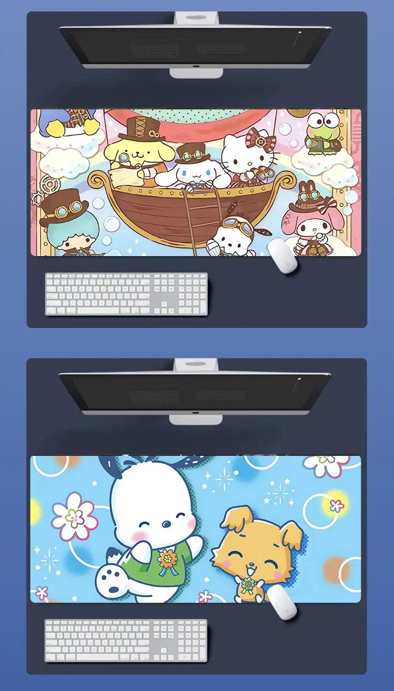 Sanrio Mouse Pad Kuromi Keyboard Anti-Slip Mat Cinnamoroll Female Study Desk Mat Computer Desk Cartoon Large Size — feature 11
