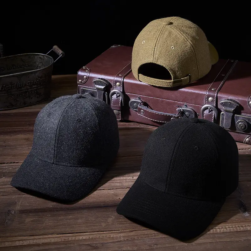 Men Wool Peaked Cap Warm Casual Large Beige - Image 6
