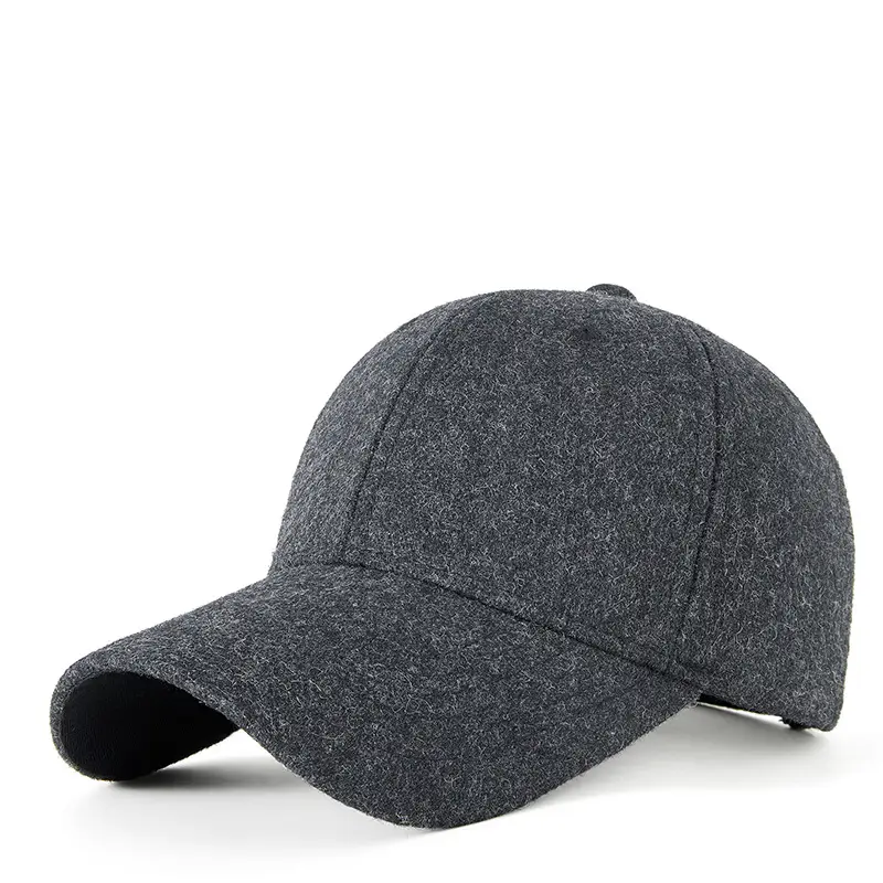 Men Wool Peaked Cap Warm Casual Large Beige - Image 2