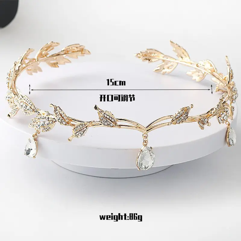 Korean Bridal Hair Crown with Emerald Crystals - Image 12