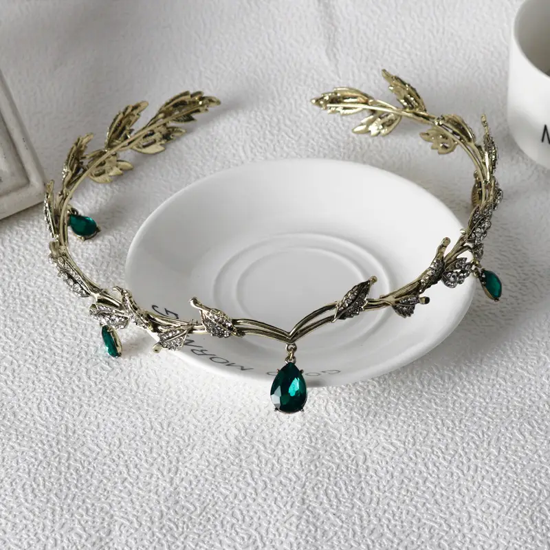 Korean Bridal Hair Crown with Emerald Crystals — feature 16