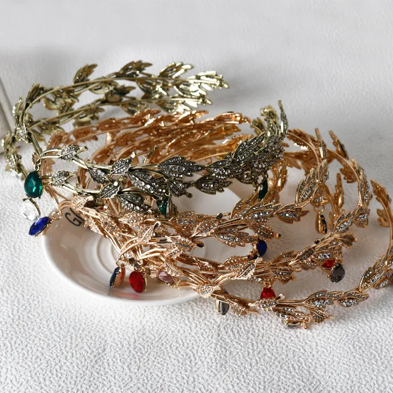 Korean Bridal Hair Crown with Emerald Crystals — feature 22