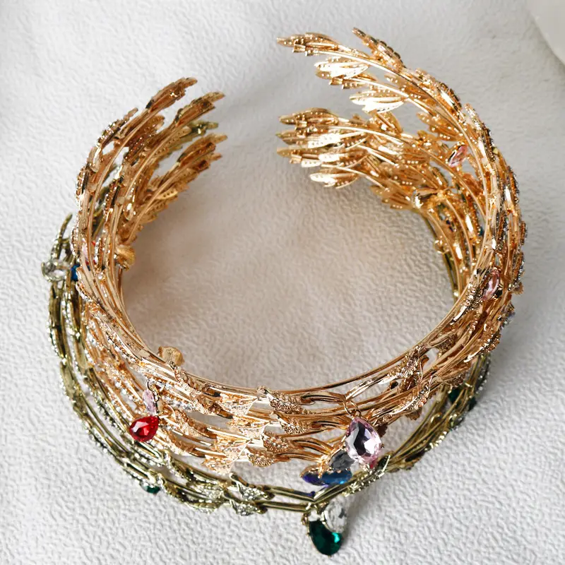 Korean Bridal Hair Crown with Emerald Crystals — feature 23