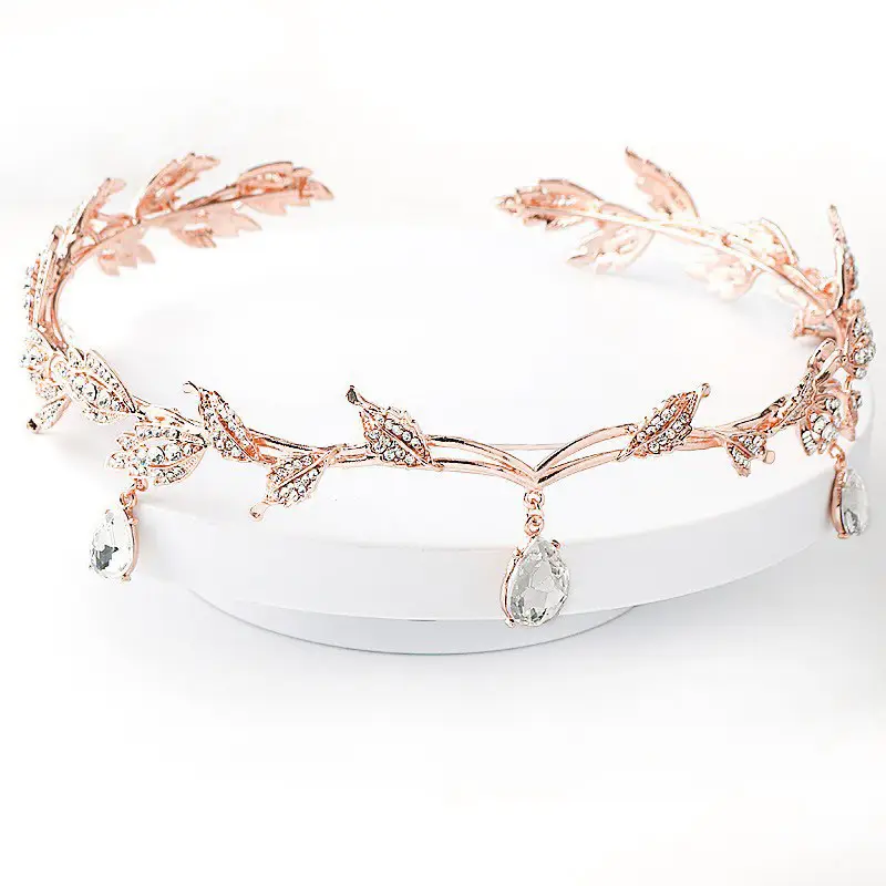 Korean Bridal Hair Crown with Emerald Crystals - Image 3
